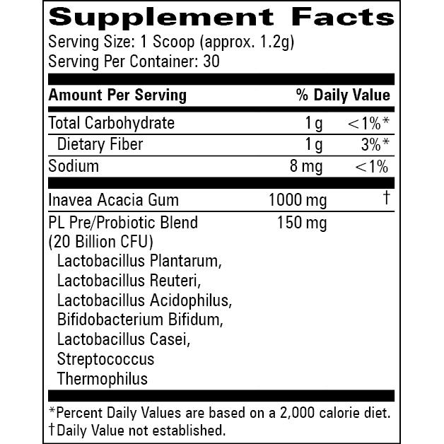Kid's Probiotic & Prebiotic Powder 30 Servings by Progressive Labs supplement facts label
