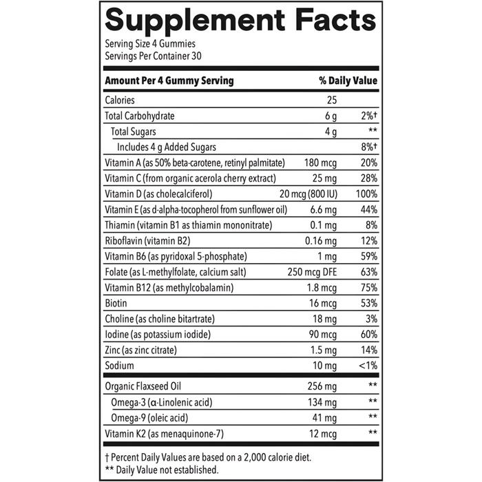 Kids Multi & Omegas 120 Gummies by SmartyPants Vitamins Supplement Facts

