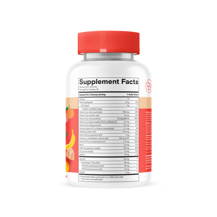 Kids Plus Multi & Omegas 80 Gummies by SmartyPantsVitamins supplement facts label
 
