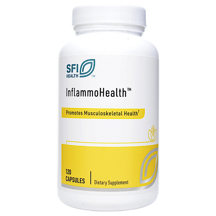 Bottle of Klaire Labs/SFI Health's InflammoHealth 120 capsules