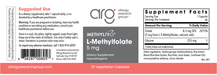 L-Methylfolate 5 mg 30 Capsules by MethylPro Label