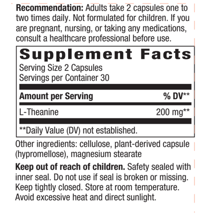 Nature's Way, L-Theanine Supplement Facts