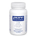 White supplement bottle labeled 'pure encapsulations LVR Formula' on a white background