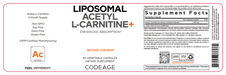 Liposomal Acetyl L-Carnitine+ 90 Capsules by CodeAge information facts label
