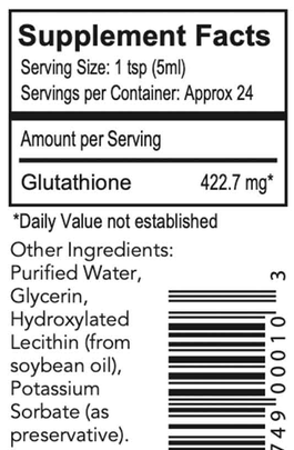 Liposomal Glutathione 4 fl oz by Readisorb supplement facts
label
