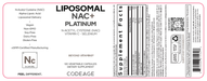 Liposomal NAC+ Platinum 120 Capsules by CodeAge information label
