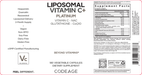 Liposomal Vitamin C+ Platinum 180 Capsules by CodeAge information label
