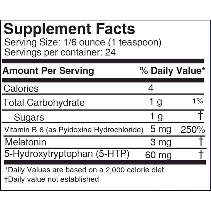 Liquid Natural Sleep Calming 4 fl oz by Dr.'s Advantage supplement facts label
