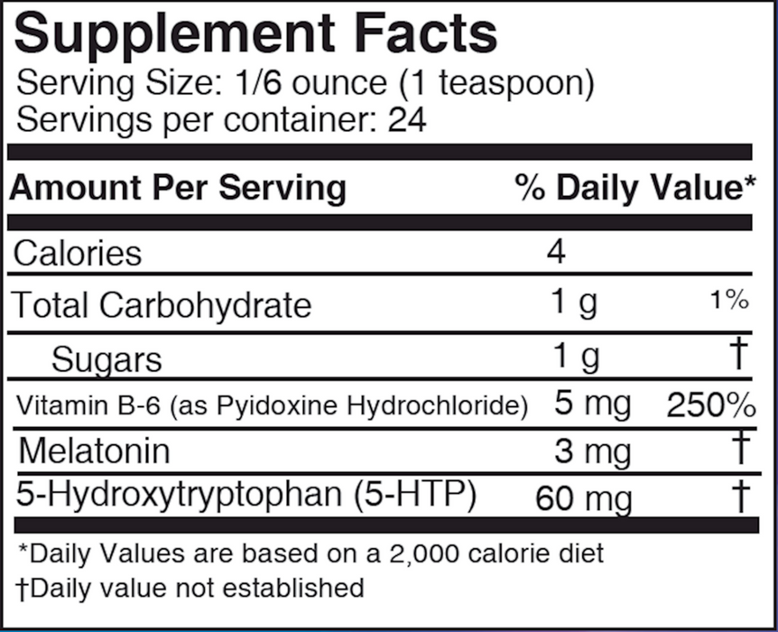Liquid Natural Sleep Calming 4 fl oz by Dr.'s Advantage supplement facts label
