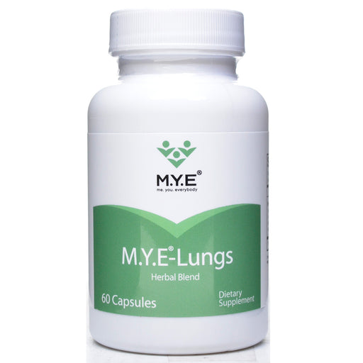 Supplement bottle labeled 'M.Y.E-Lungs' on a white background