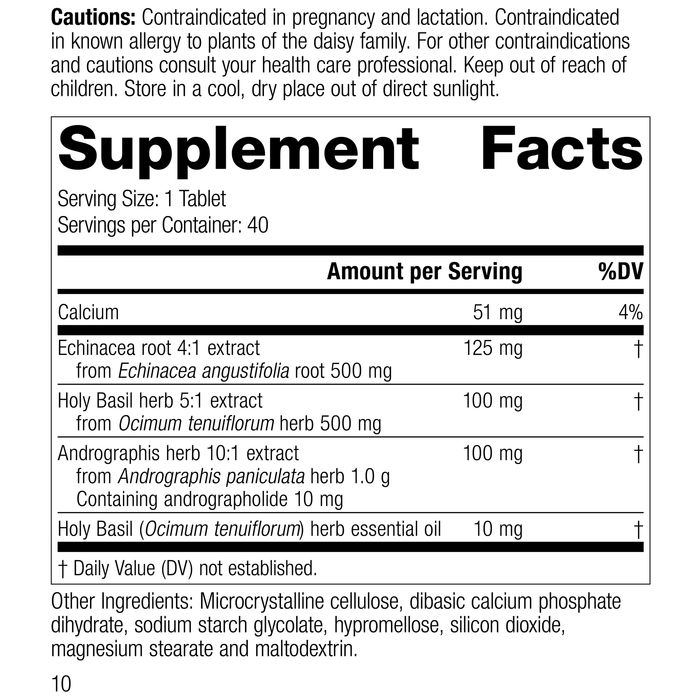 Andrographis Complex, 40 Tablets, Rev 09 Supplement Facts