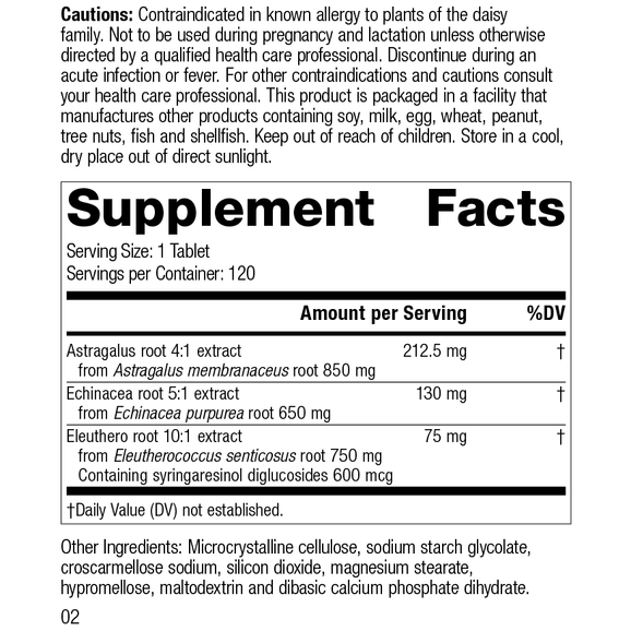 Astragalus Complex, 120 Tablets, Rev 02 Supplement Facts