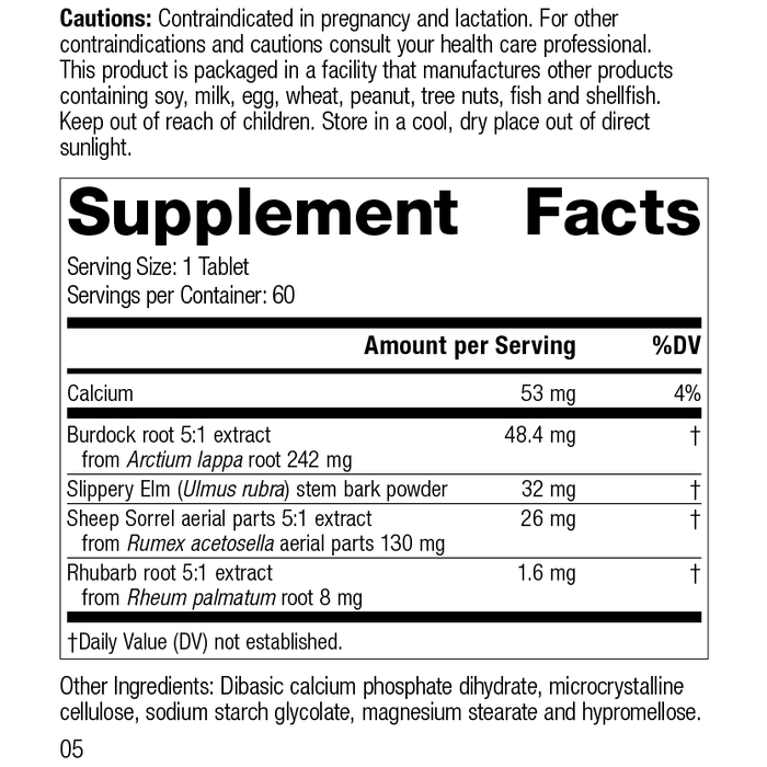 Burdock Complex, Rev 05 Supplement Facts