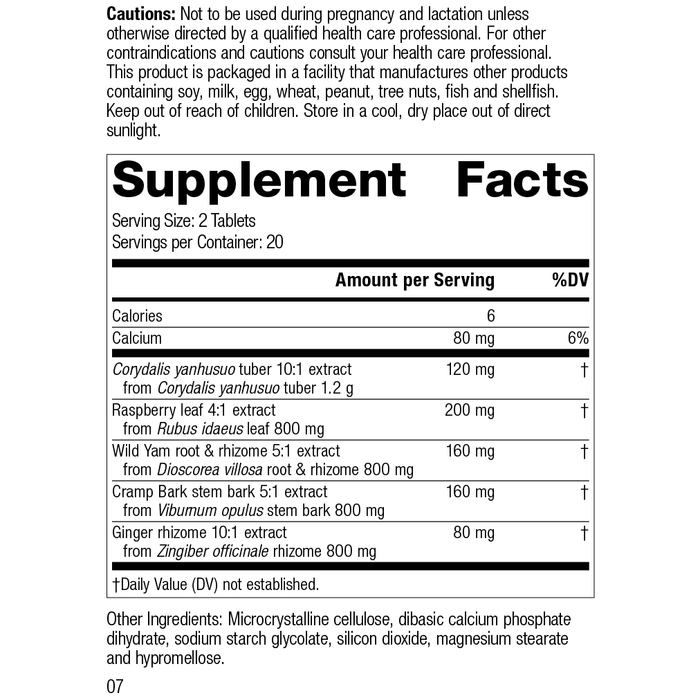 Cramplex, 40 Tablets, Rev 07 Supplement Facts