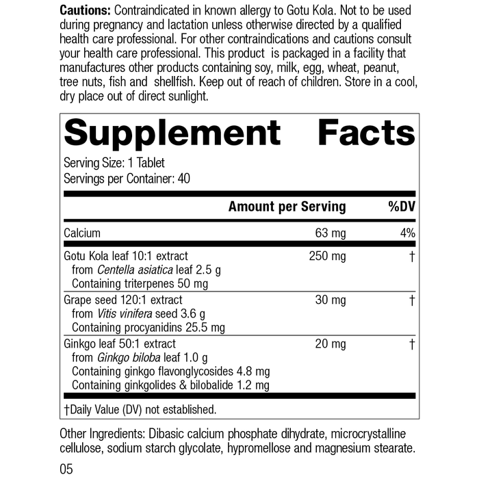 Gotu Kola Complex, 40 Tablets, Rev 05 Supplement Facts