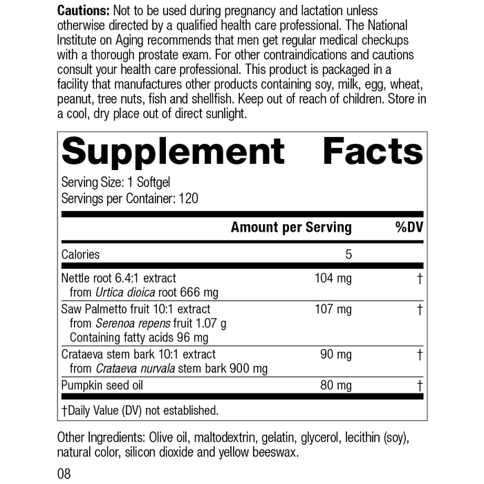 ProstaCo, 120 Capsules, Rev 08 Supplement Facts
