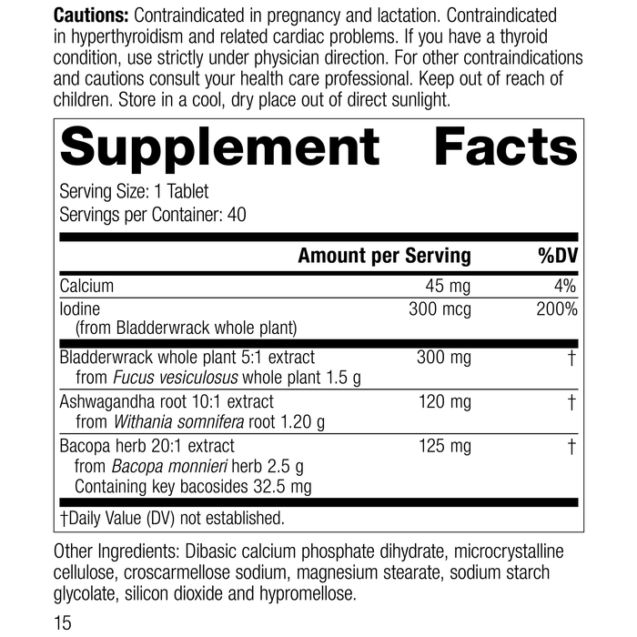Thyroid Complex, 40 Tablets, Rev 12 Supplement Facts