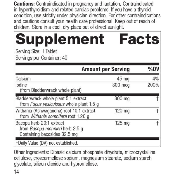 Thyroid Complex, 40 Tablets, Rev 12 Supplement Facts