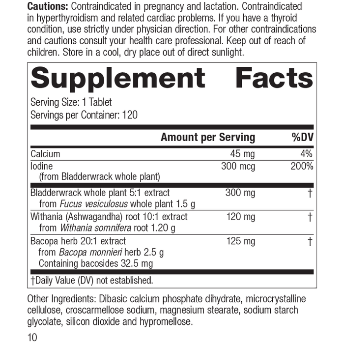 Thyroid Complex, 120 Tablets, Rev 10 Supplement Facts