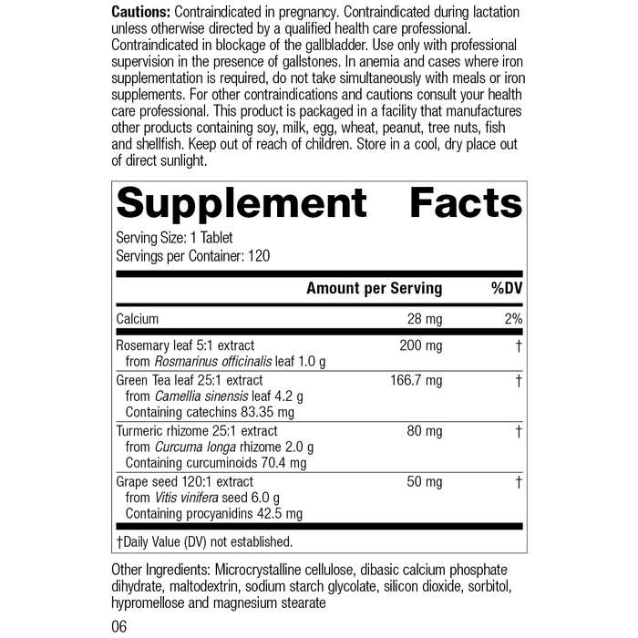 Vitanox®, 120 Tablets, Rev 06 Supplement Facts