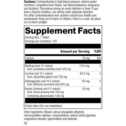 Ashwagandha Complex, 120 Tablets, Rev 02 Supplement Facts