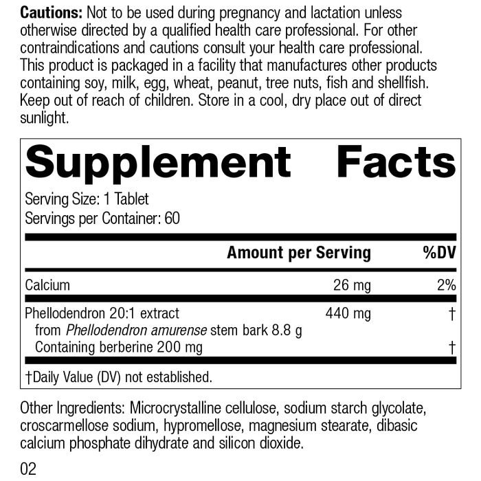 Berberine Active, 60 Tablets, Rev 02 Supplement Facts