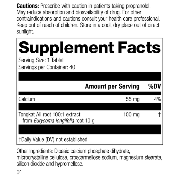 Tongkat Ali, 40 Tablets, Rev 01 Supplement Facts
