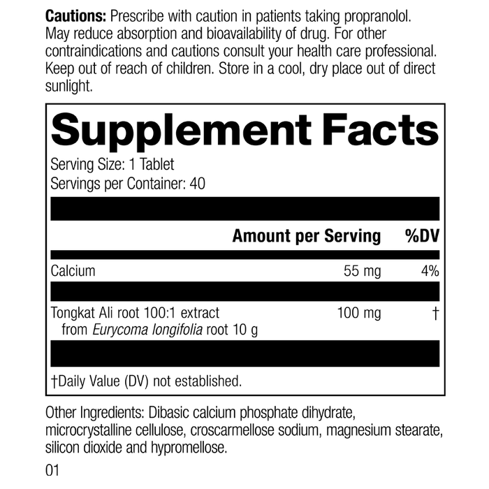 Tongkat Ali, 40 Tablets, Rev 01 Supplement Facts