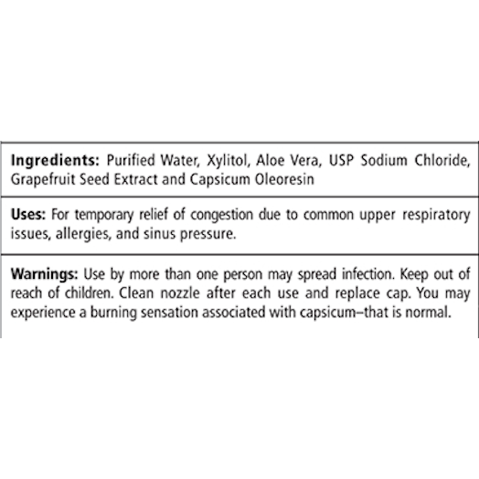 MAX Nasal Spray with Capsicum 1.5 fl oz by Xlear label