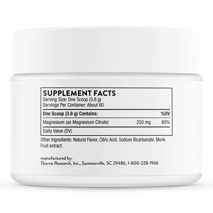 Magnesium Citrate Powder, Citrus Berry 60 Servings by Thorne Supplement Facts