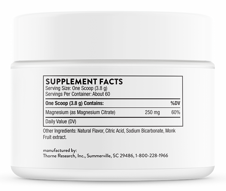 Magnesium Citrate Powder, Citrus Berry 60 Servings by Thorne Supplement Facts