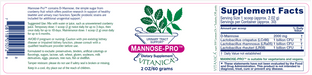 Mannose-Pro Urinary Tract Support 2 oz by Vitanica information label
