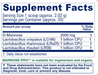 Mannose-Pro Urinary Tract Support 2 oz by Vitanica supplement facts label
