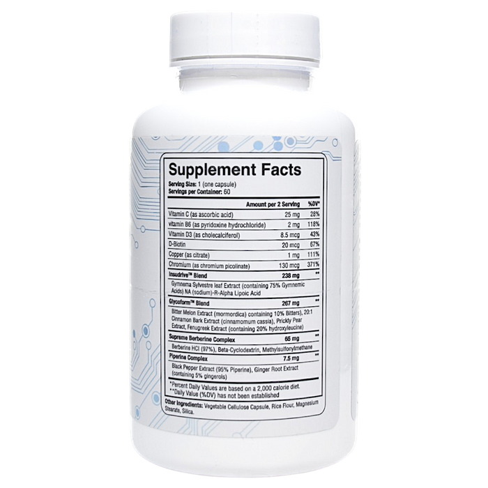 Project AD's Matador Glucose Control 60 capsules supplement facts label