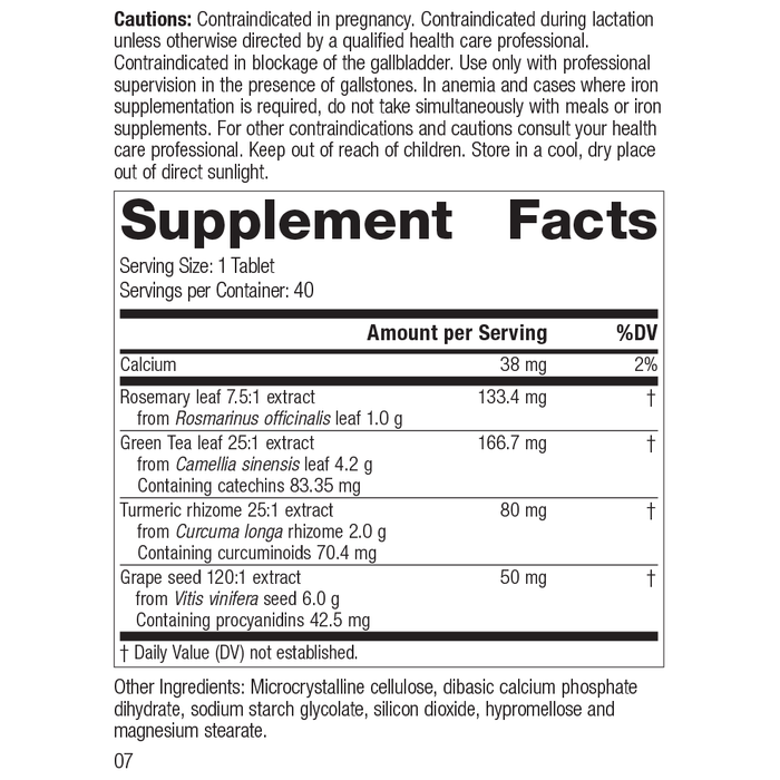 Vitanox®, 40 Tablets, Rev 06 Supplement Facts