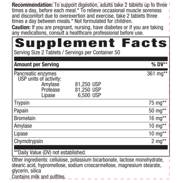 Nature's Way, Mega-Zyme Supplement Facts