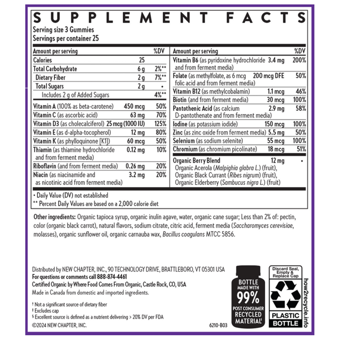 Men's Multivitamin 75 Gummies by New Chapter supplement facts label