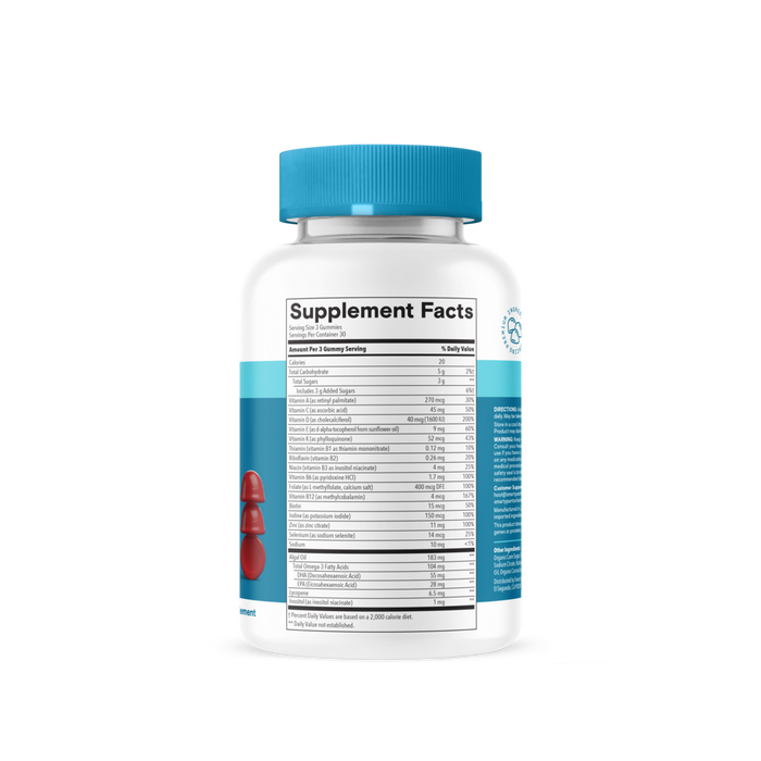 Men's Plus Multi & Omegas 90 Gummies by SmartyPants Vitamins supplement facts label
 
