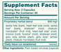 MenoCare 120 Capsules by Himalaya Wellness supplement facts label

