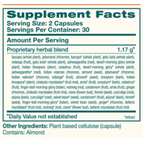 MindCare 60 Caplets by Himalaya Wellness supplement facts label
