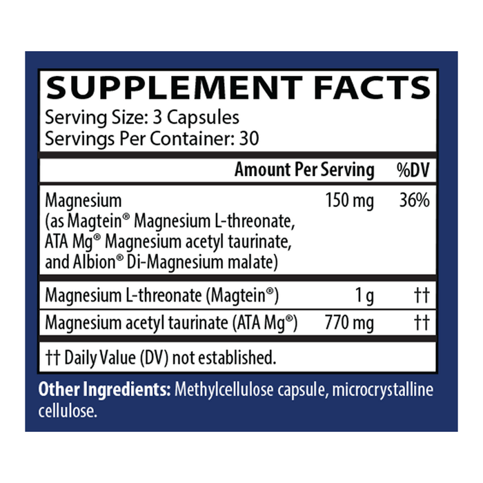 Mind Mag Ultra 90 Capsules by Neurobiologix Supplement Facts Label