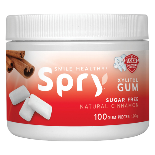Natural Xylitol Gum by Xlear cinnamon front of container