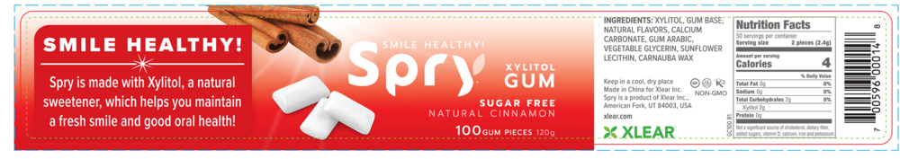 Natural Xylitol Gum by Xlear cinnamon ingredients label