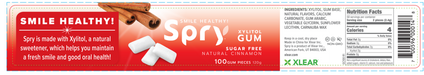 Natural Xylitol Gum by Xlear cinnamon ingredients label