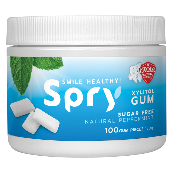 Natural Xylitol Gum by Xlear peppermint front of comtainer