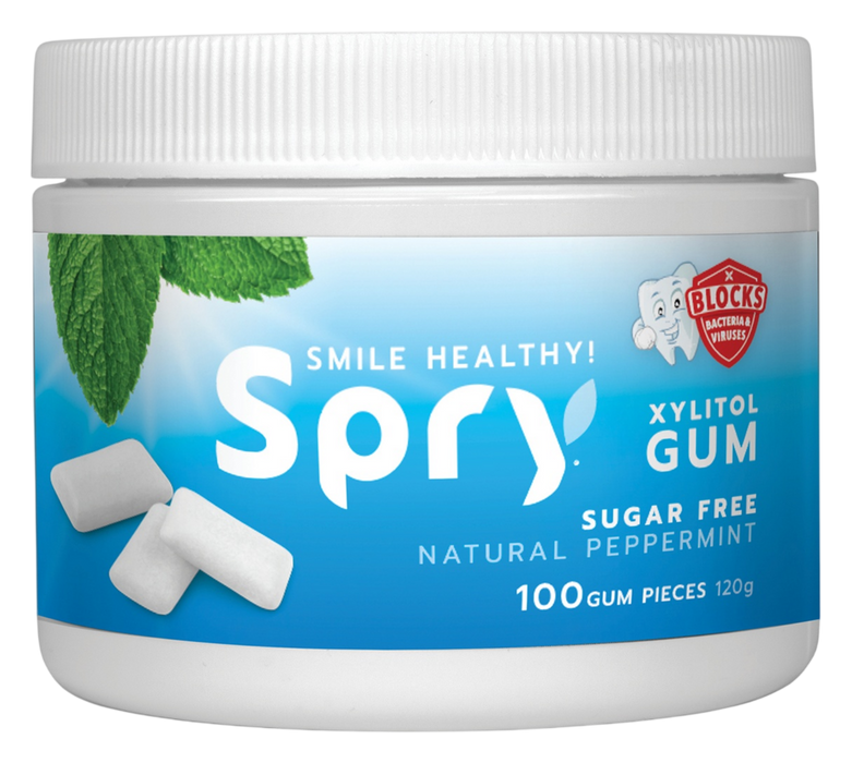 Natural Xylitol Gum by Xlear peppermint front of comtainer