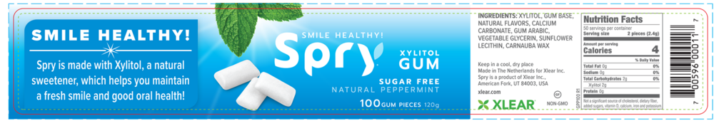 Natural Xylitol Gum by Xlear peppermint ingredients label