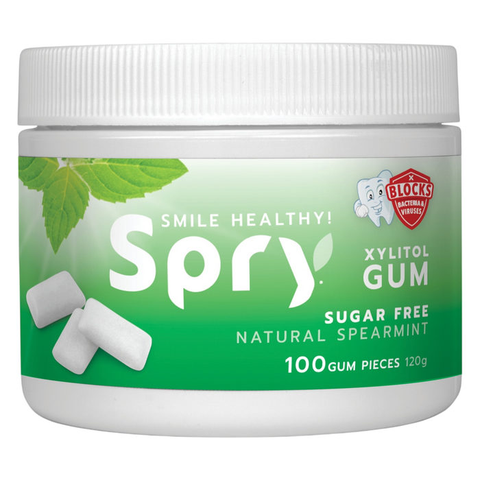 Natural Xylitol Gum by Xlear spearmint front of container 