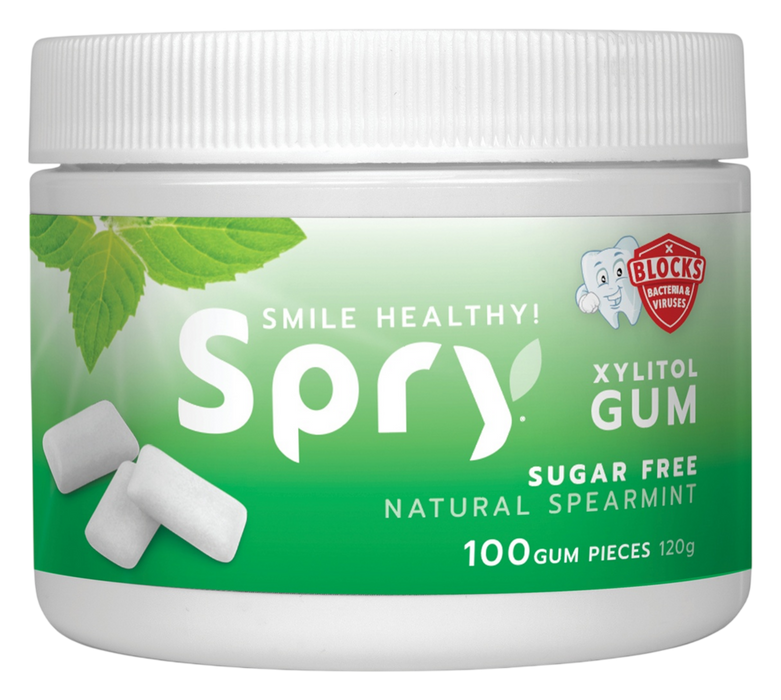 Natural Xylitol Gum by Xlear spearmint front of container 