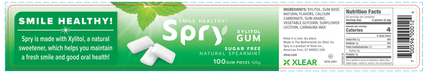 Natural Xylitol Gum by Xlear spearmint ingredients label